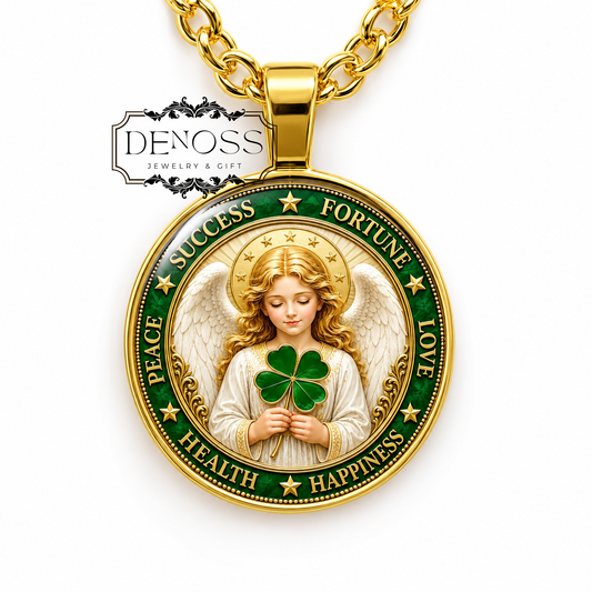 Good Luck  Necklace,Lucky Charm Positive Energy,Angel Success Happiness Health  Necklace,Recovery Sobriety  Necklace,Appreciation Keepsake Gift