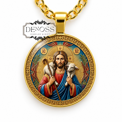 Good Shepherd  Necklace,Religious Keepsake,Spiritual Medal Gift,Jesus Medal,Christian  Necklace,Religious Collectible