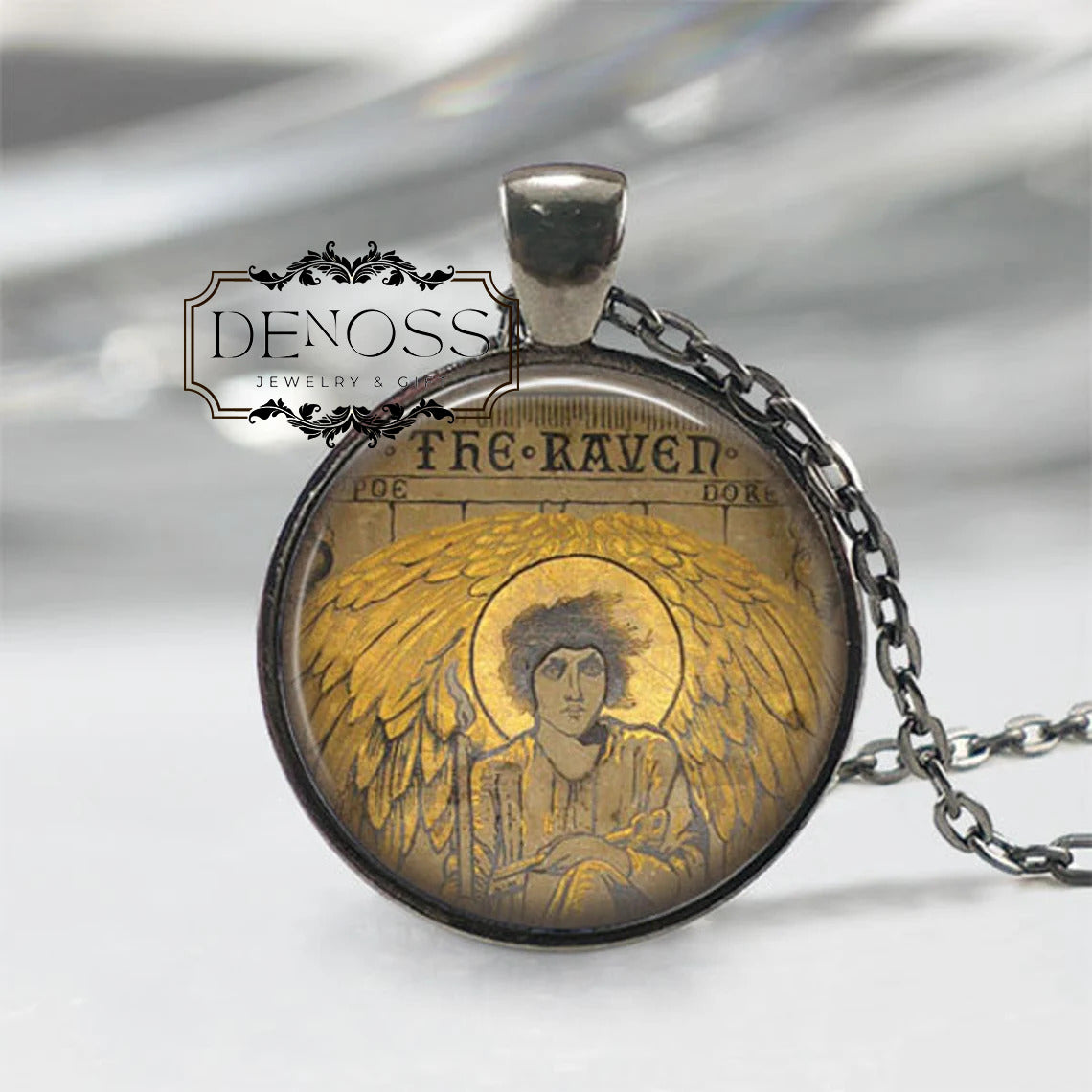 Gothic Jewelry,Edgar Allan Poe Necklace,The Raven Necklace