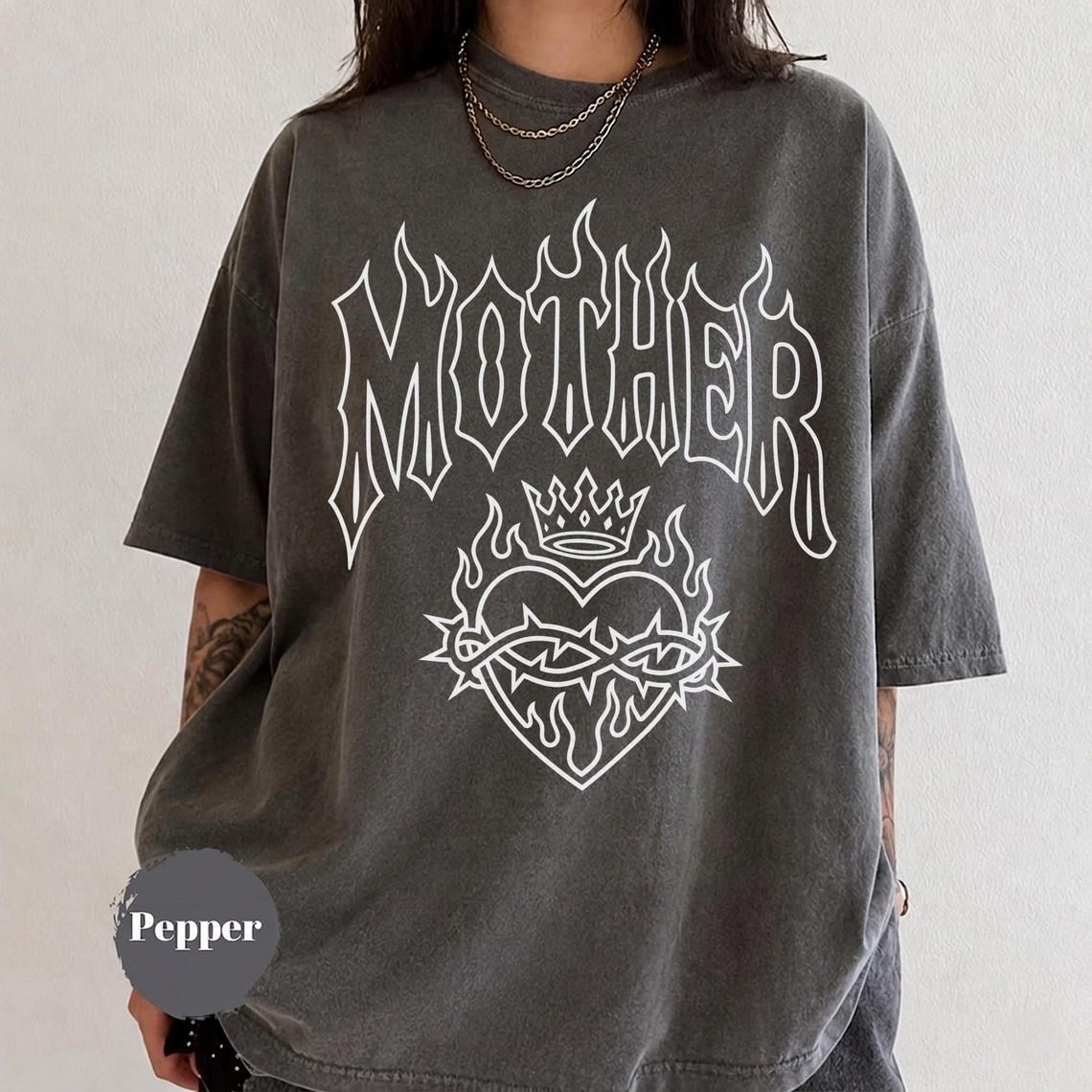 Gothic Mother Shirt, Mothers Day Comfort Colors® T Shirt, Edgy Mom Gift, Y2K Grunge Heart Graphic Tee
