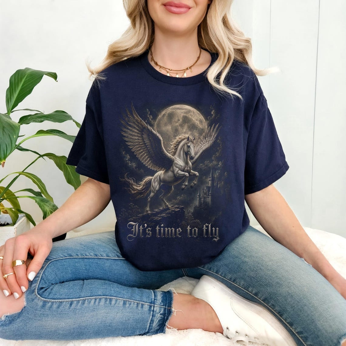 Gothic Pegasus Shirt, Fantasy Flying Horse Tee, Dark Academia T-Shirt, Mythical Creature Art, Comfort Colors Tee
