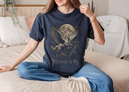 Gothic Pegasus Shirt, Fantasy Flying Horse Tee, Dark Academia T-Shirt, Mythical Creature Art, Comfort Colors Tee