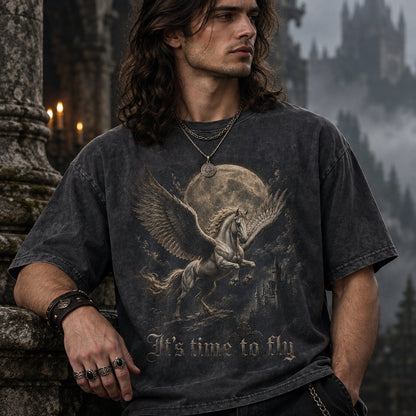 Gothic Pegasus Shirt, Fantasy Flying Horse Tee, Dark Academia T-Shirt, Mythical Creature Art, Comfort Colors Tee