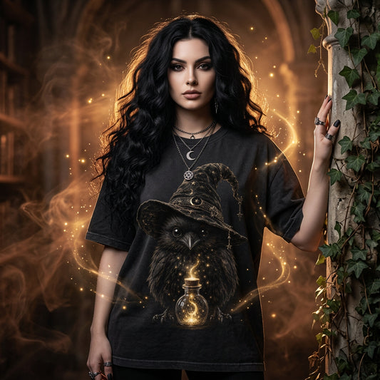 Gothic Raven Potion Shirt,Witchy Wizard Bird Tee,Dark Academia Comfort Colors