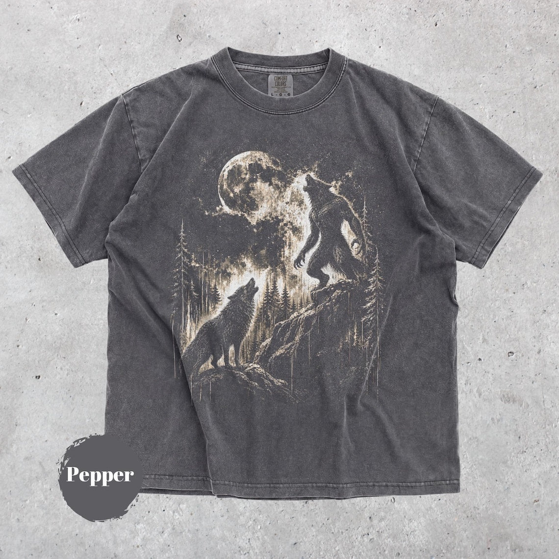 Gothic Werewolf T-Shirt, Full Moon Howling Tee, Halloween Creature Graphic Unisex Shirt, Mythical Beast Gift, Dark Forest Top