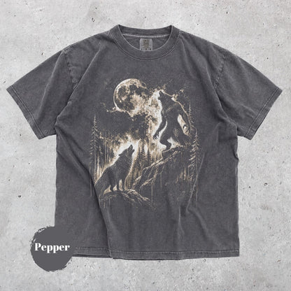 Gothic Werewolf T-Shirt, Full Moon Howling Tee, Halloween Creature Graphic Unisex Shirt, Mythical Beast Gift, Dark Forest Top
