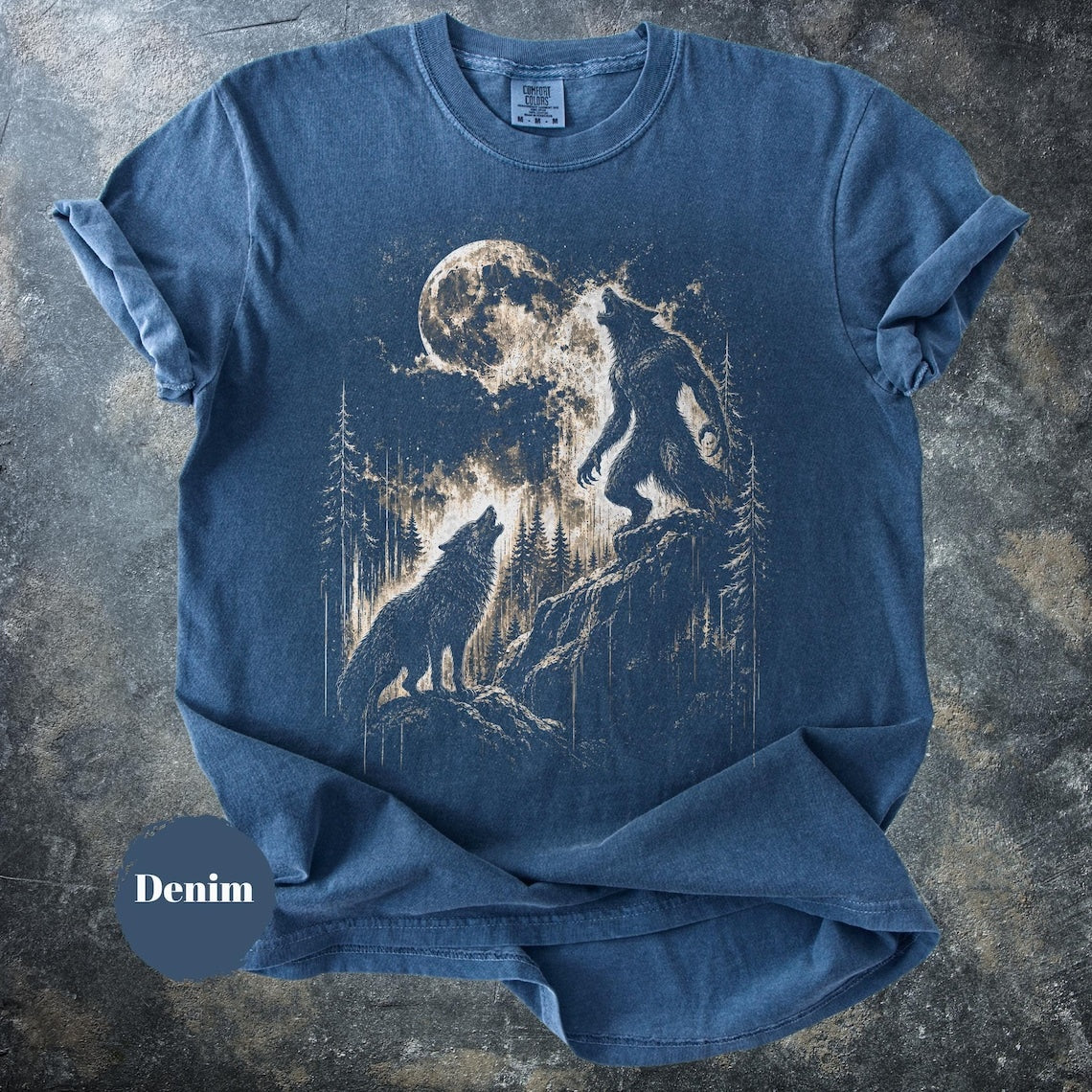 Gothic Werewolf T-Shirt, Full Moon Howling Tee, Halloween Creature Graphic Unisex Shirt, Mythical Beast Gift, Dark Forest Top
