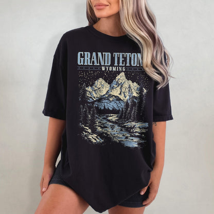Grand Tetons Shirt, Mountains Comfort Colors T-Shirt, Wyoming Tshirt, Retro National Park Shirt, Nature Graphic Tee, Hiking Gift, Travel Tee
