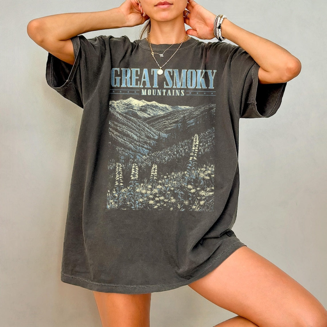 Great Smoky Mountains Shirt, Wildflower Comfort Colors T-Shirt, Retro Tennessee Tshirt, National Park Shirt, Nature Graphic Tee