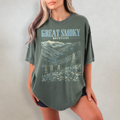 Great Smoky Mountains Shirt, Wildflower Comfort Colors T-Shirt, Retro Tennessee Tshirt, National Park Shirt, Nature Graphic Tee
