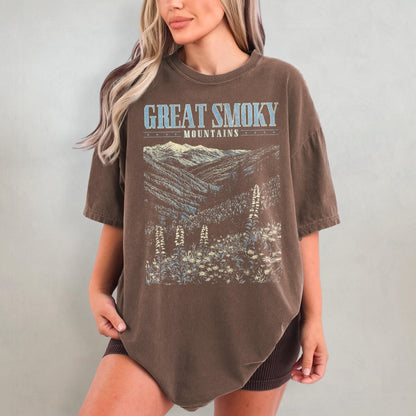 Great Smoky Mountains Shirt, Wildflower Comfort Colors T-Shirt, Retro Tennessee Tshirt, National Park Shirt, Nature Graphic Tee