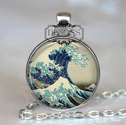 Great Wave at Kanagawa Japanese necklace,nautical gift surfer gift,ocean lover,seafarer or fisherman