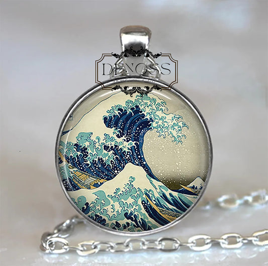 Great Wave at Kanagawa Japanese necklace,nautical gift surfer gift,ocean lover,seafarer or fisherman