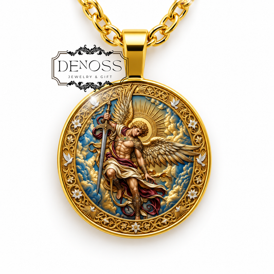 Guardian Angel Michael Necklace,Religious Keepsake,Spiritual Gift,Archangel Medal,Christian Collectible