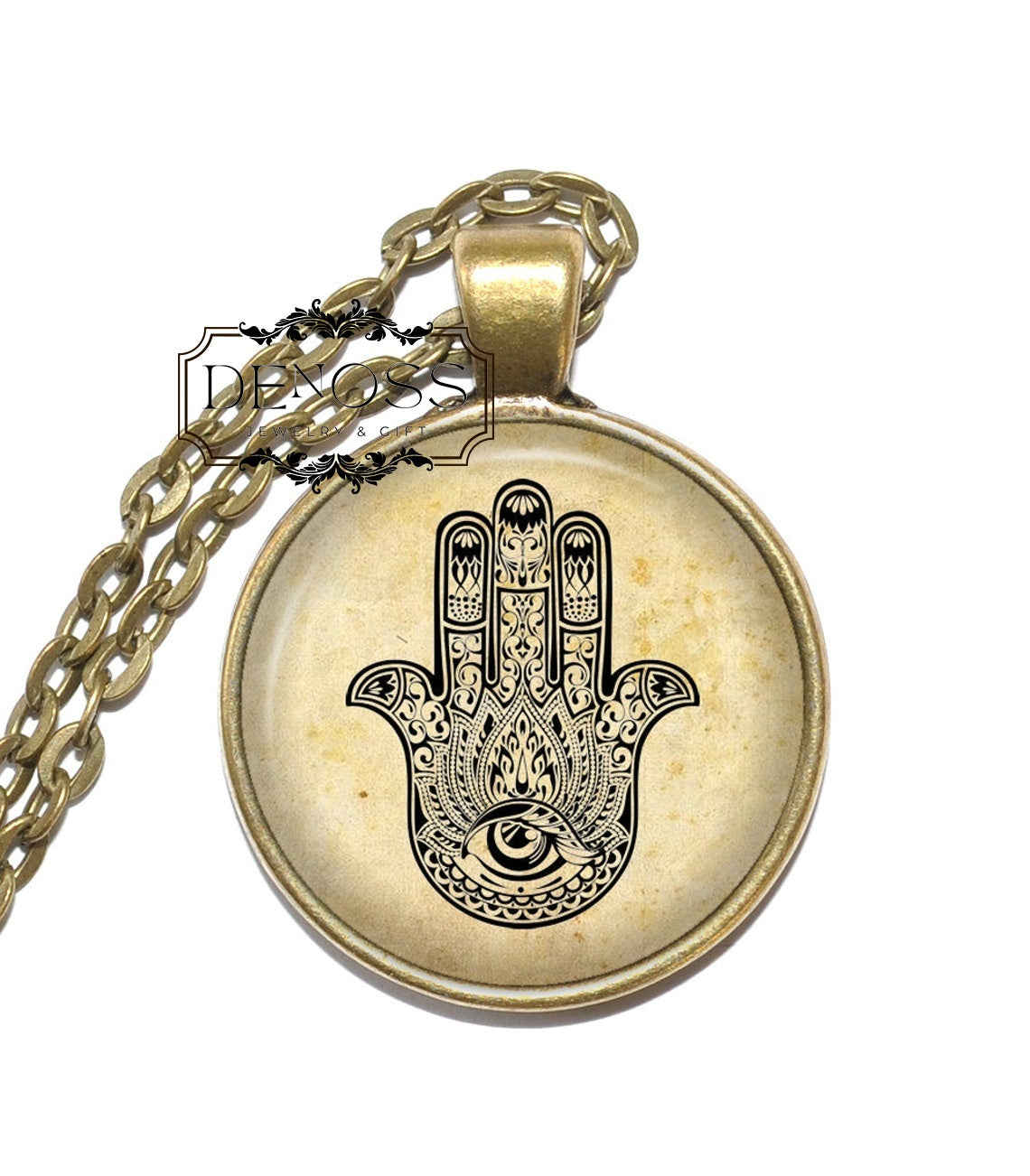 HAMSA Necklace,Symbol,Protection,Hand of Fatima,Hand of Mary,Hand of Miriam,Art Pendant Necklace,Glass Pendant,Handmade Jewelry