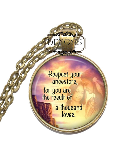 HERITAGE WISDOM Necklace,Ancestor Quote,Family Roots,Ancestral Love,Meaningful Gift,Inspirational Art,Spiritual Pendant