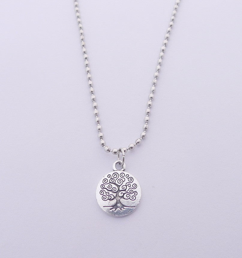 Life Tree Coin Silver Necklace