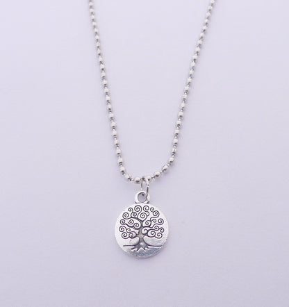 Life Tree Coin Silver Necklace