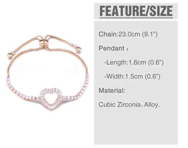 Zircon Silver Heart Bracelet