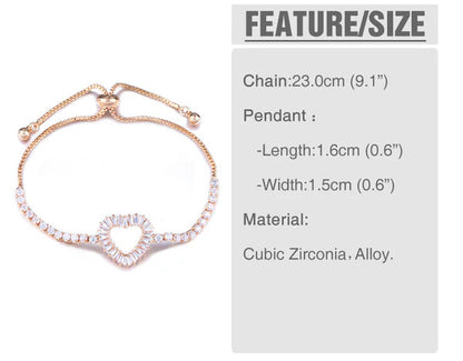 Zircon Gold Heart Bracelet