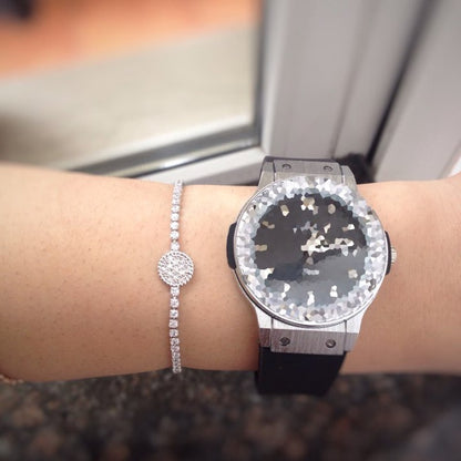 My World Silver Zircon Stone Bracelet