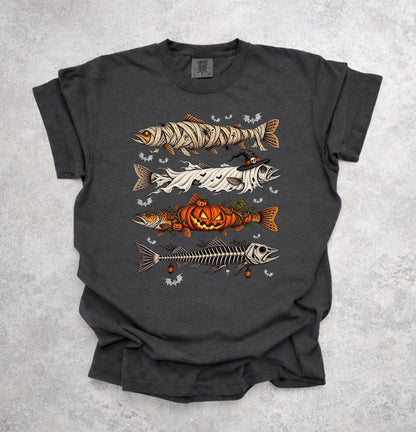 Halloween Trout Fish Ghost Pumpkin Skeleton Mummy Comfort Colors Shirt