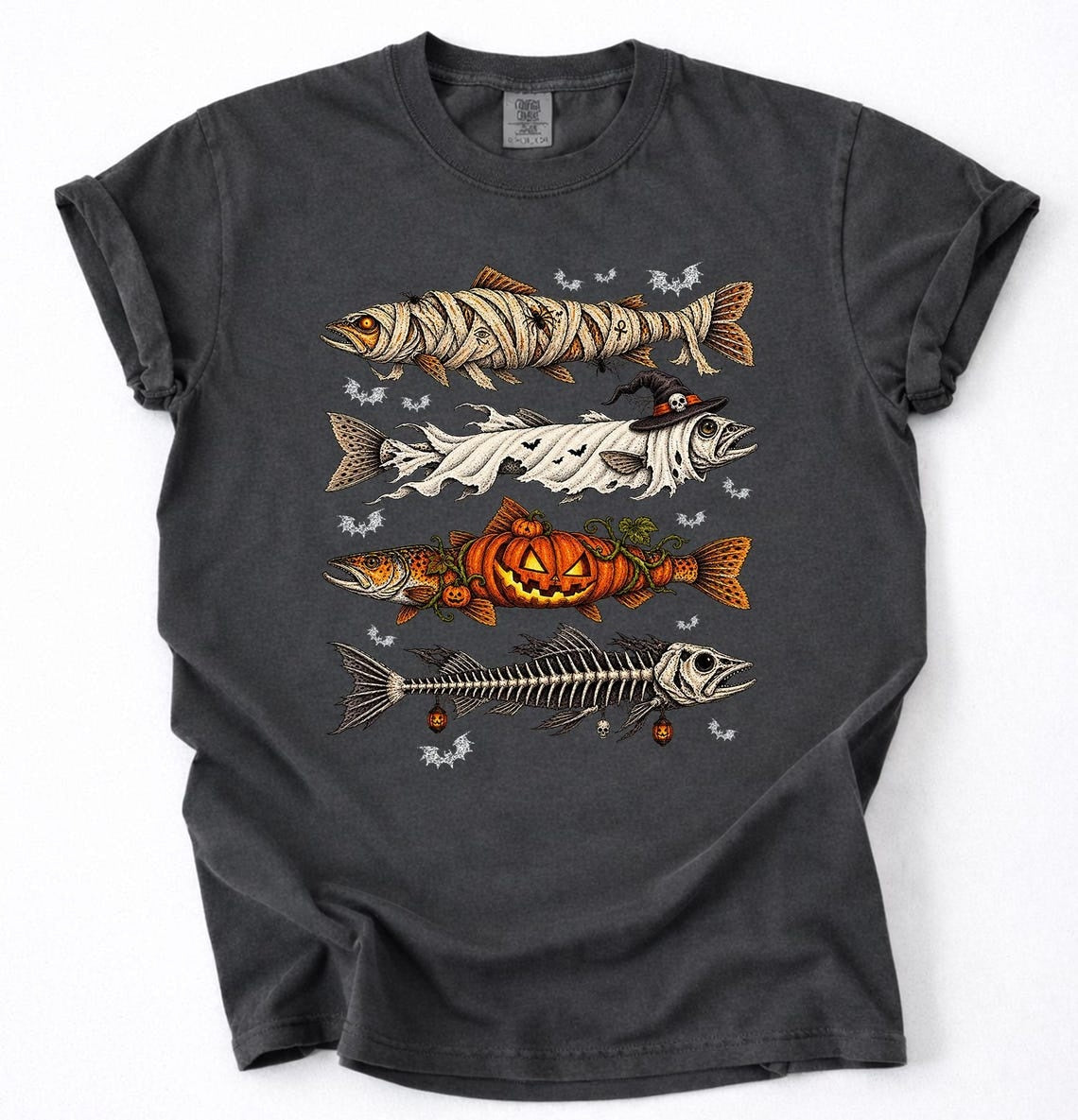 Halloween Trout Fish Ghost Pumpkin Skeleton Mummy Comfort Colors Shirt