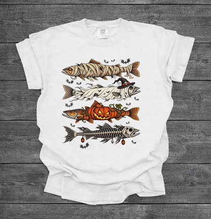 Halloween Trout Fish Ghost Pumpkin Skeleton Mummy Comfort Colors Shirt