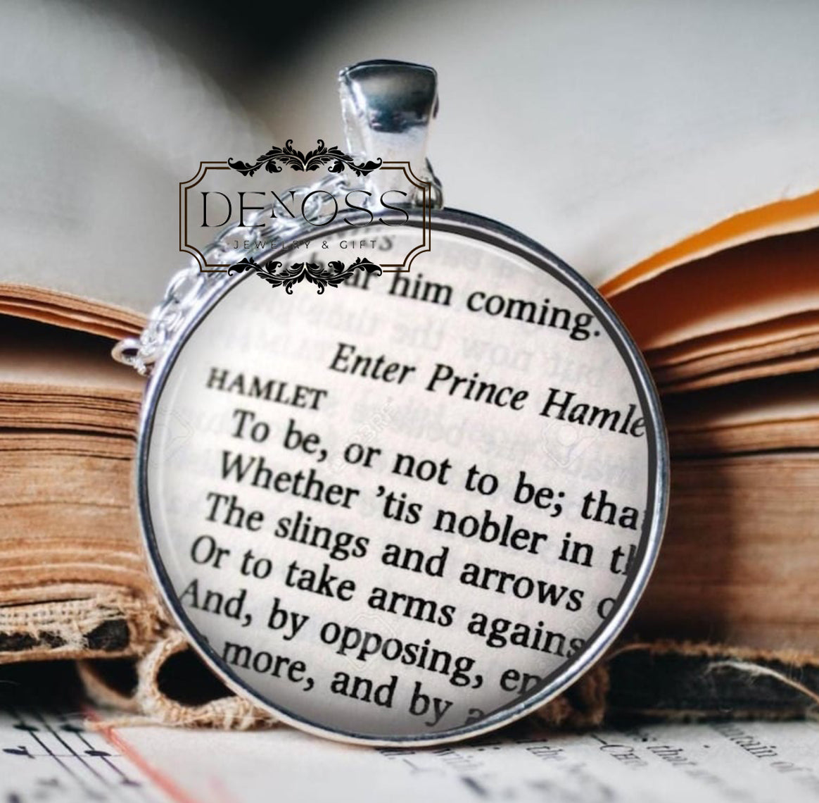 Hamlet Quote Pendant Necklace,Shakespeare Literary Jewelry