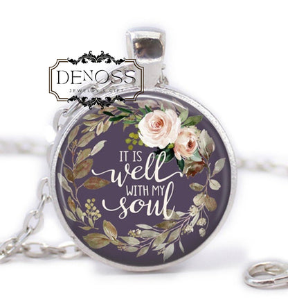 Handmade Bible Verse Cabochon Pendant Necklace,Christian Inspirational Jewelry