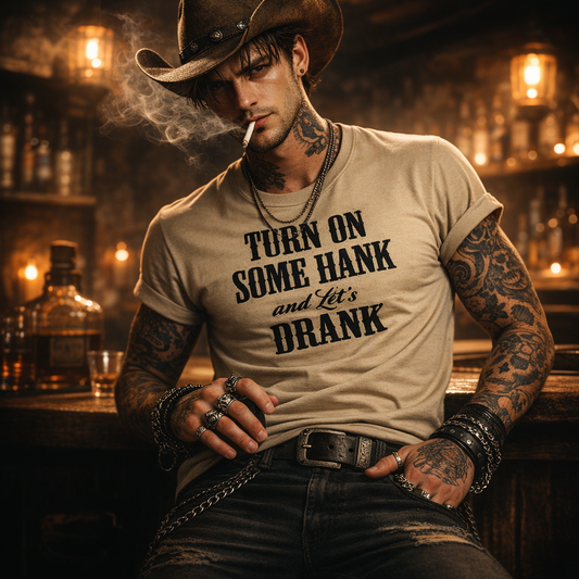Hank Williams tshirt,Turn On,Country Music ,short Sleeve Unisex Tshirt