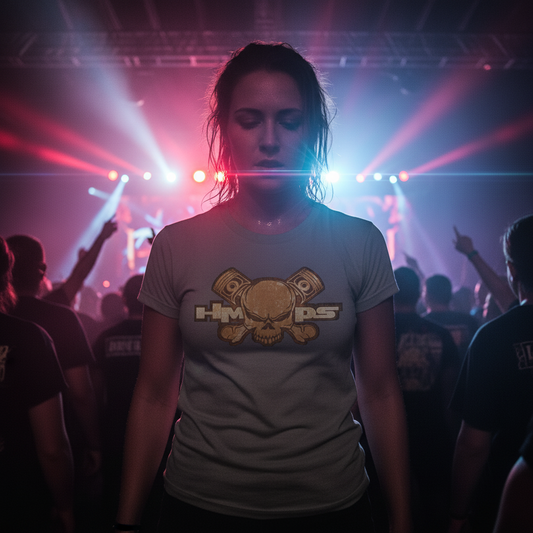 Brown t-shirt with a skull and crossbones design on a white background