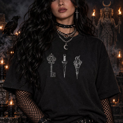 Hecate Shirt ,Hecate Symbols Dagger Key Torch Hekate Moon Goddess Mother Maiden Crone Hecate Witchy Stuff Triple Goddess Goddess Hecate
