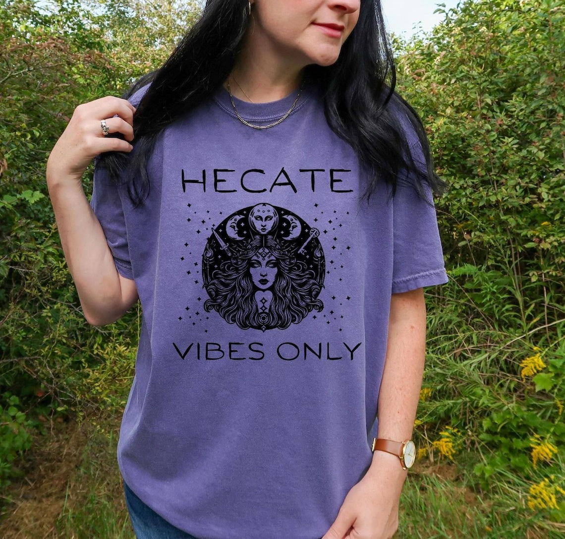Hecate Vibes Only Whimsigothic Shirt ,Dark Feminine Energy Hecate Shirt ,Greek Goddess Shirt ,Pagan Shirt, Greek Mythology Hekate Moon Goddess