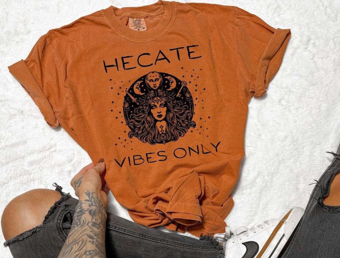 Hecate Vibes Only Whimsigothic Shirt ,Dark Feminine Energy Hecate Shirt ,Greek Goddess Shirt ,Pagan Shirt, Greek Mythology Hekate Moon Goddess