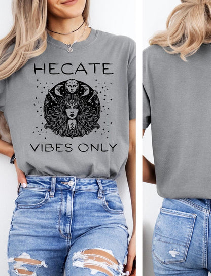 Hecate Vibes Only Whimsigothic Shirt ,Dark Feminine Energy Hecate Shirt ,Greek Goddess Shirt ,Pagan Shirt, Greek Mythology Hekate Moon Goddess