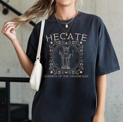 Hecate of the Roads Greek Goddess Shirt ,Triple Goddess Moon Goddess Witchcore Hecate Statue Goddess Hekate Dark Feminine Greek Mythology