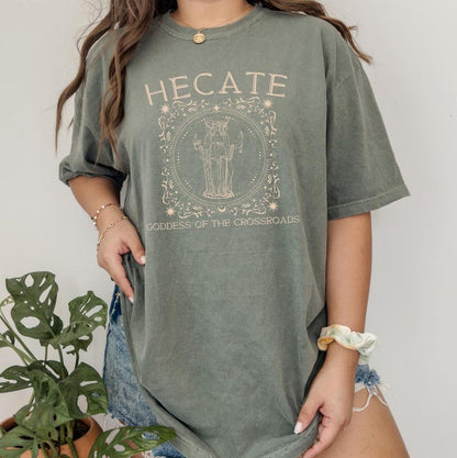Hecate of the Roads Greek Goddess Shirt ,Triple Goddess Moon Goddess Witchcore Hecate Statue Goddess Hekate Dark Feminine Greek Mythology
