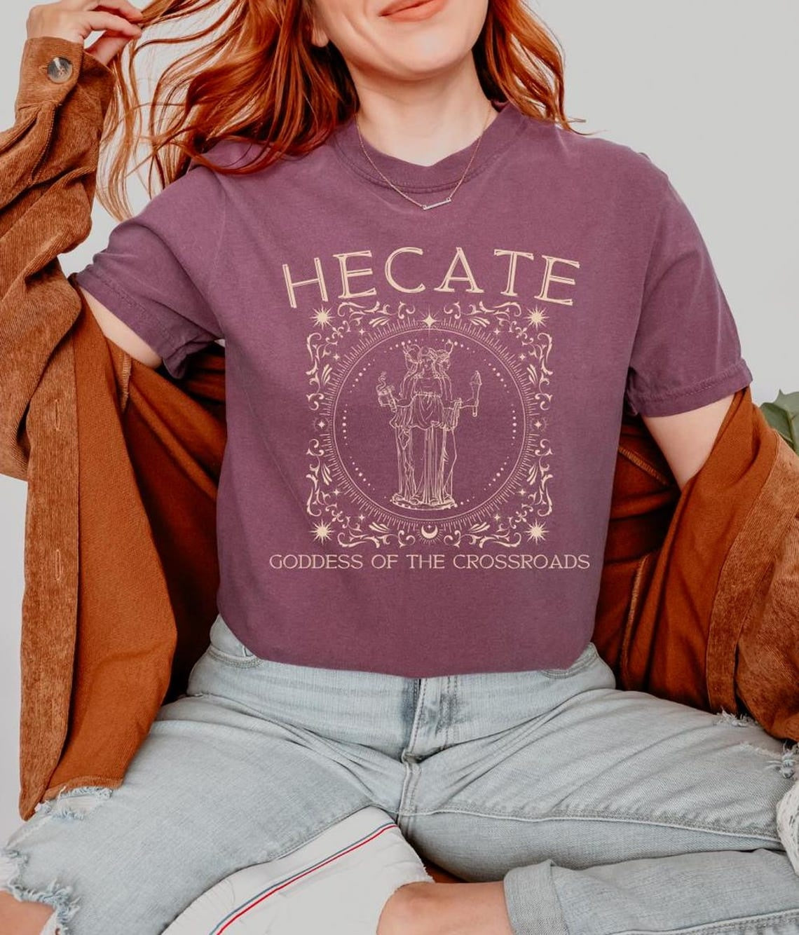 Hecate of the Roads Greek Goddess Shirt ,Triple Goddess Moon Goddess Witchcore Hecate Statue Goddess Hekate Dark Feminine Greek Mythology