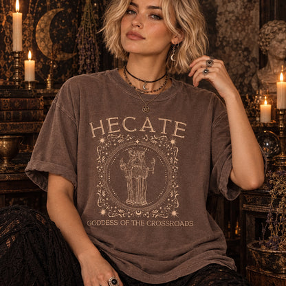 Hecate of the Roads Greek Goddess Shirt ,Triple Goddess Moon Goddess Witchcore Hecate Statue Goddess Hekate Dark Feminine Greek Mythology