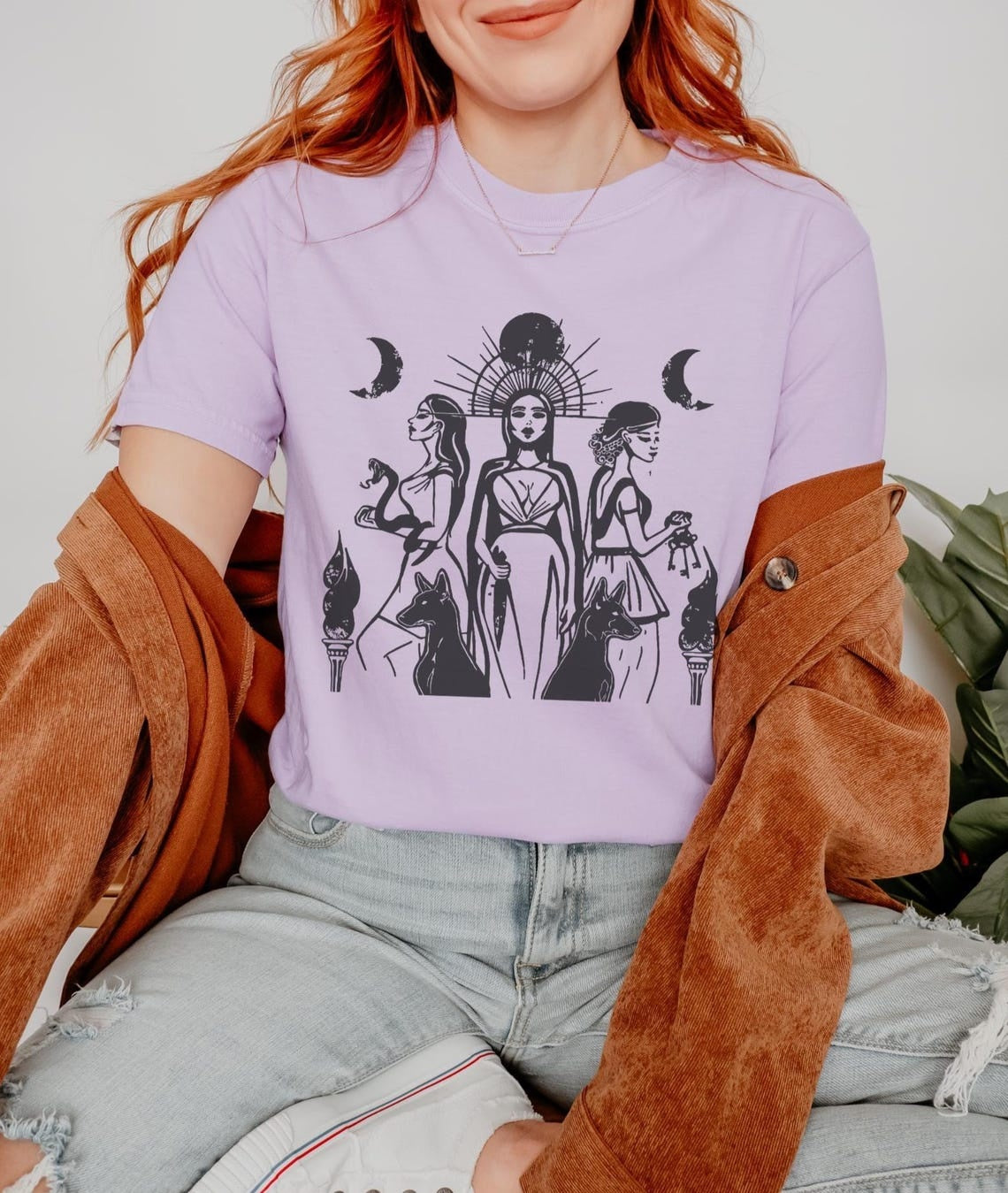 Hecate of the Roads Greek Goddess Shirt ,Triple Goddess Moon Goddess Witchcore Hecate Statue Goddess Hekate Dark Feminine Greek Mythology