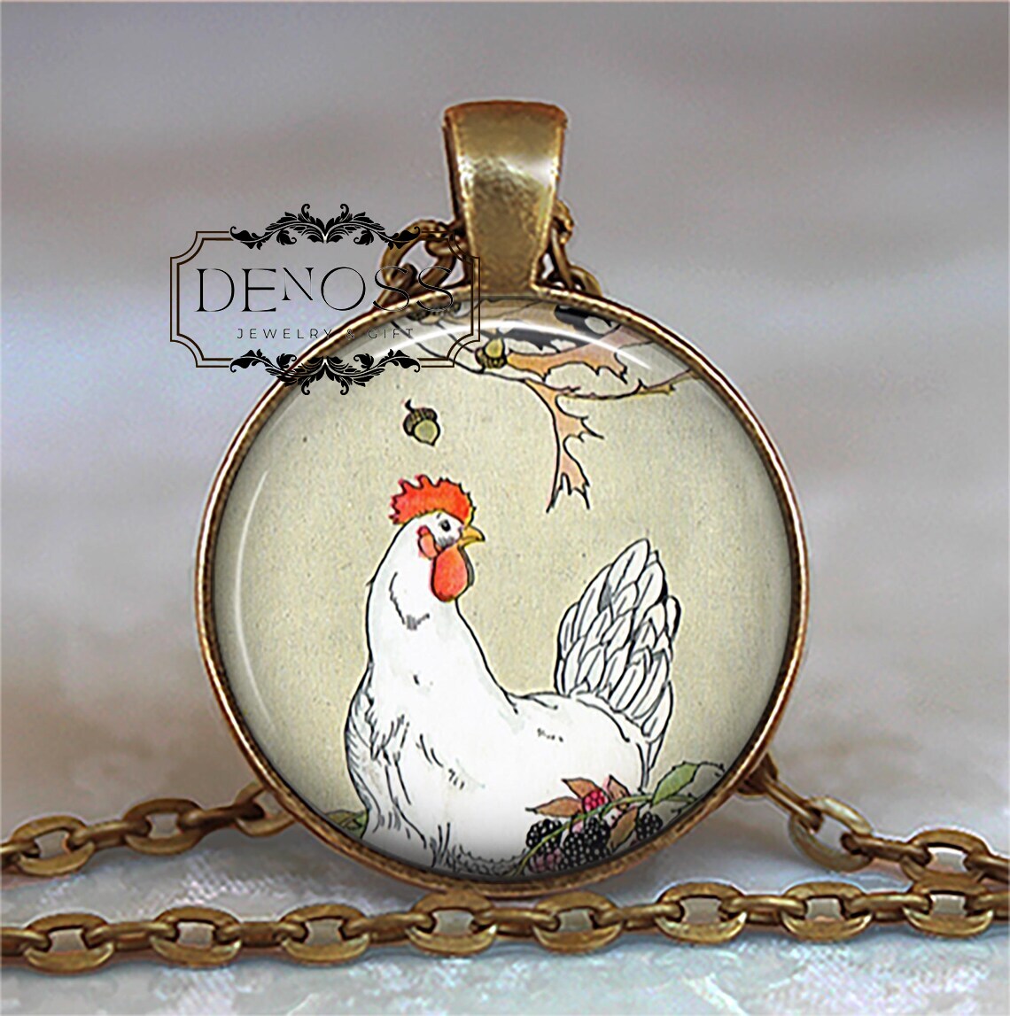 Henny Penny and Tale of Chicken necklace,Little story book necklace,chicken lovers
