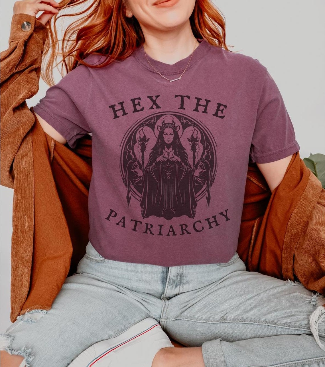 Hex The Patriarchy Hecate Shirt ,Hecate Feminine Energy Shirt ,Pagan Shirt Greek Mythology Moon Goddess Crone Shirt ,y2k Gothic Shirt
