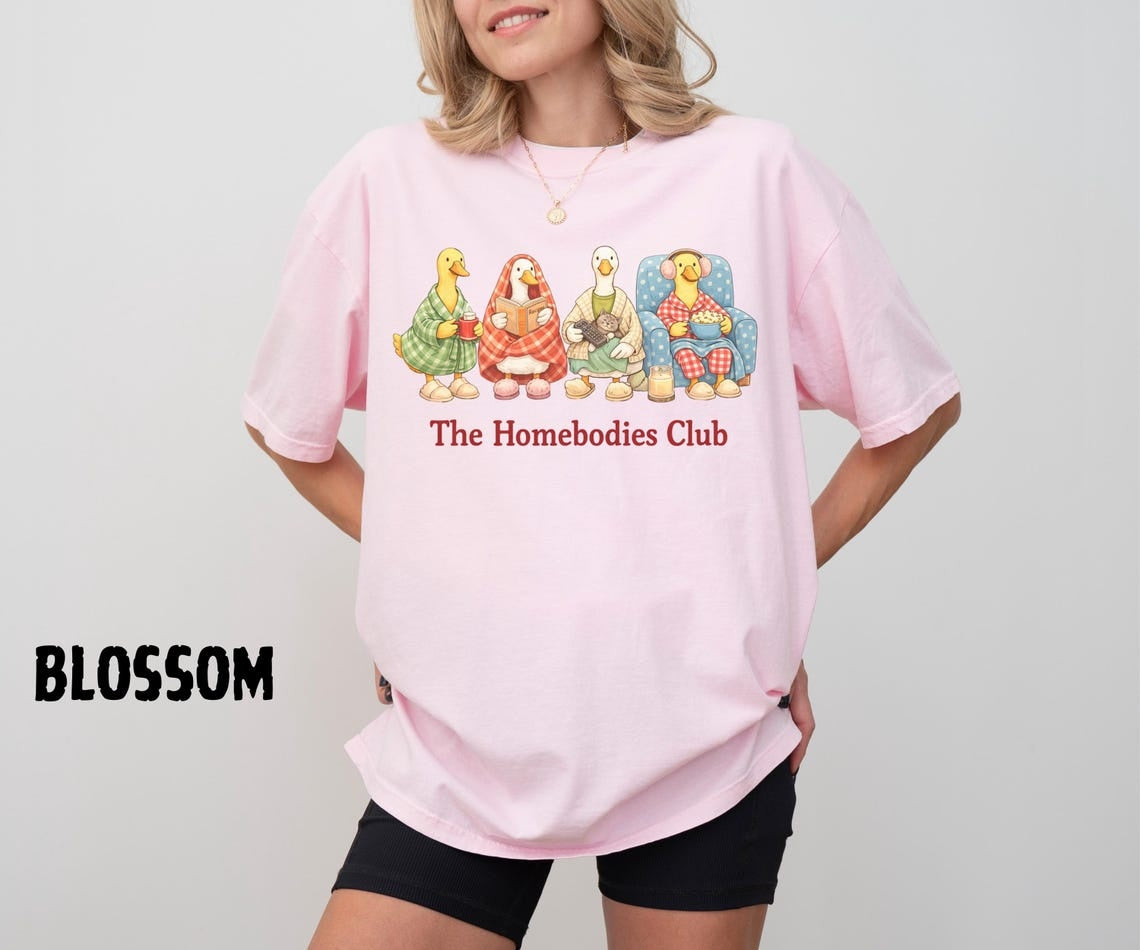 Homebodies Club Shirt, Cozy Duck Graphic Tee, Stay Home Humor T-Shirt, Cute Loungewear Gift for Introverts, Comfort Colors® - Denoss