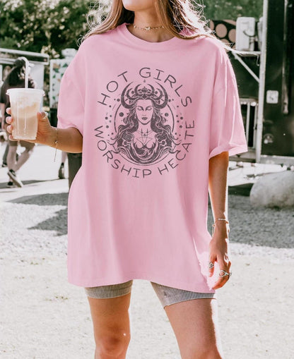 Hot Girl Hecate Shirt ,y2k Gothic Shirt Crone Shirt ,Hecate Greek Goddess Tee Pagan Shirt ,Mythology Shirt ,Divine Feminine Triple Moon Goddess
