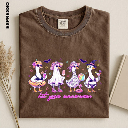 Hot Goose Summerween Shirt, Funny Goose Halloween Tee, Spooky Summer T-shirt, Cute Ghost Goose tshirt, Creepy Summer Vacation Apparel