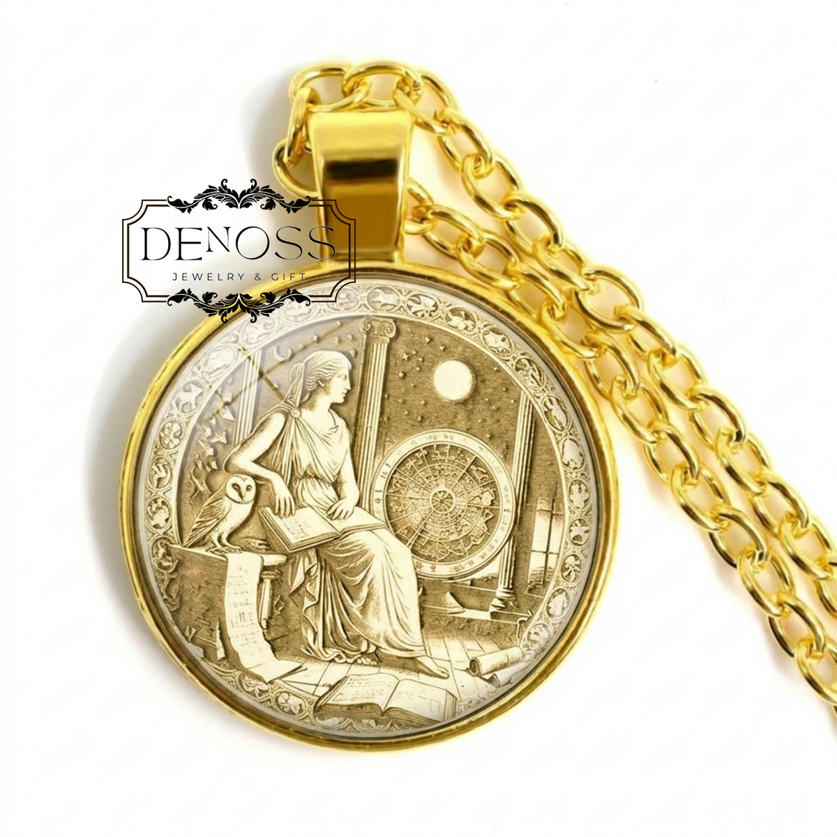 Hypatia Pendant Philosopher Necklace,Wisdom Charm