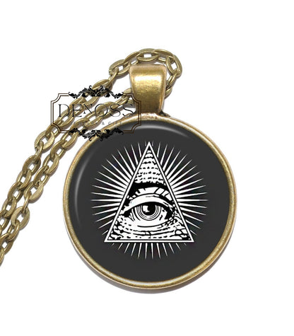 ILLUMINATI Necklace,Enlighted ones,Symbol,Secret society,Art Pendant Necklace,Glass Pendant
