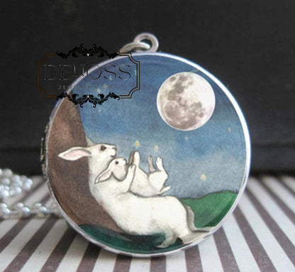 I Love You to The Moon Bunny Necklace for Mother,Daughter,kids,Rabbit Necklace Love Filled Easter Basket Stuffers