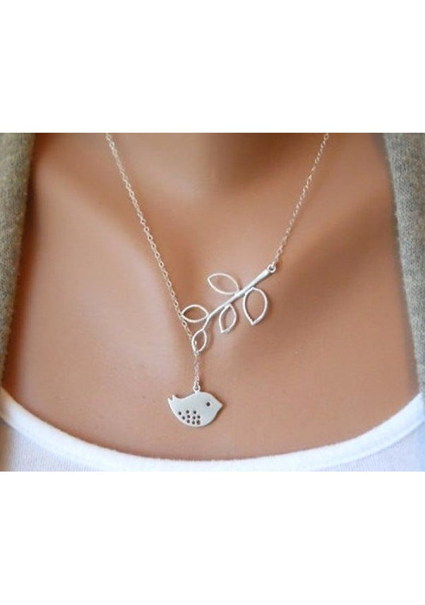 Bird On The Branch Silver Necklace